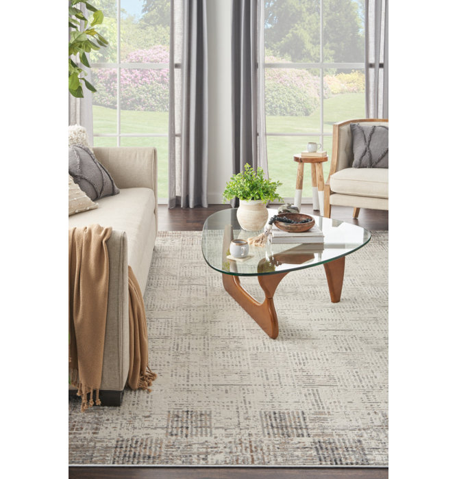 Steelside™ Alyse Machine Woven Gray/Ivory Rug & Reviews Wayfair
